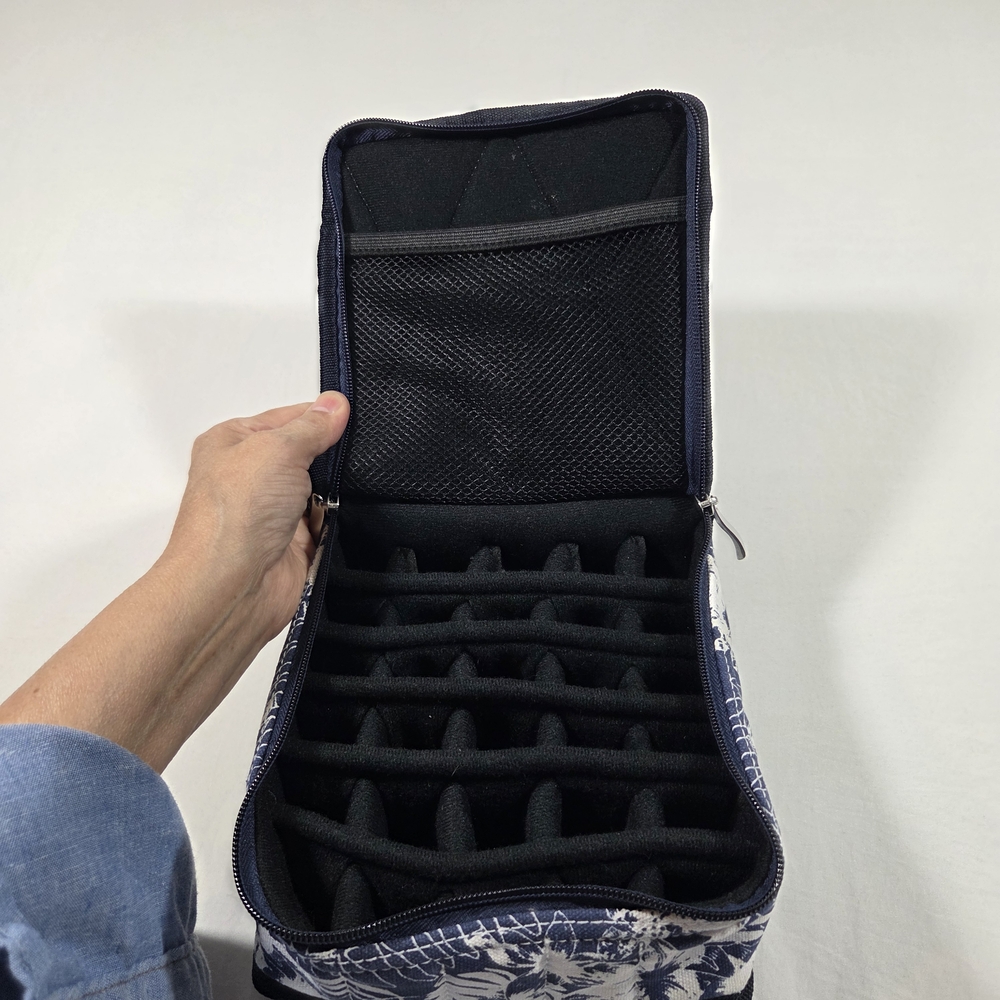 Essential Oils Storage Box Fabric Carry On Travel Blue White Floral Storage Box - Picture 8 of 9